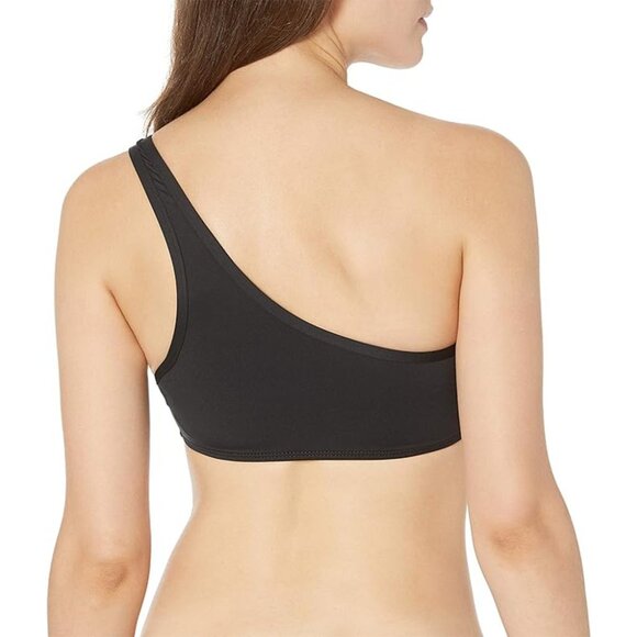 La Blanca Mesh One‎ Shoulder Black Bikini Top Swimsuit Sheer Asymmetric Small - Picture 3 of 8